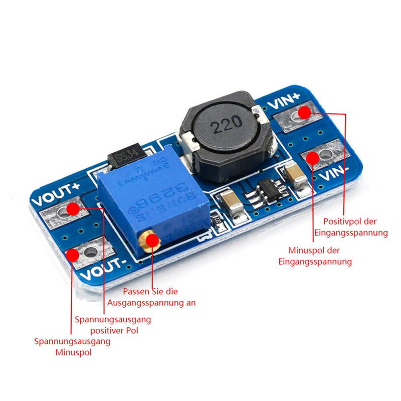 [Australia - AusPower] - 10 x DC-DC Step Up Boost Converter, Adjustable Voltage Regulator Board Booster Power2V-24V to 5V-28V, Power Supply Power Module Compatible with Arduino 