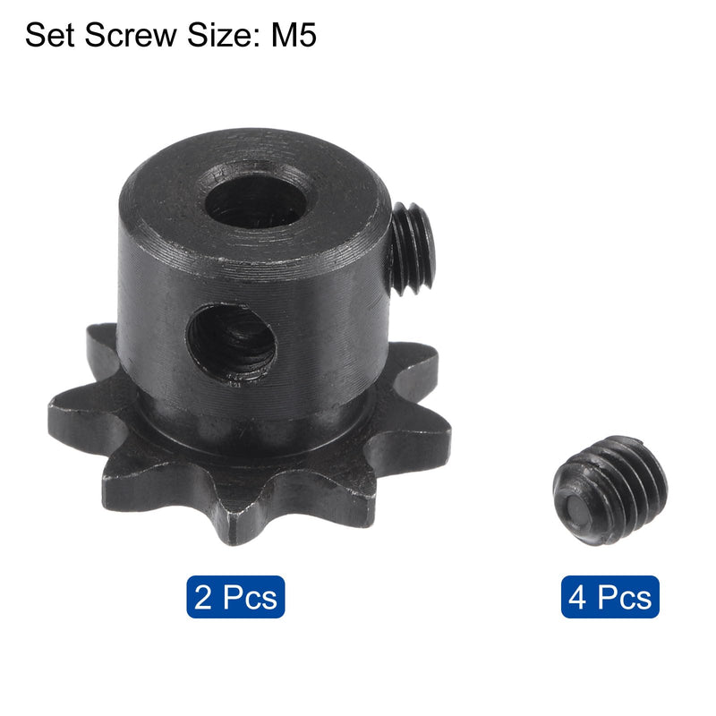[Australia - AusPower] - uxcell #25 Chain Roller Sprocket, 5mm Bore 1/4" Pitch 9 Tooth Single Strand Chain Sprocket, C45 Carbon Steel 25 Roller Chain Sprocket with Set Screws for ISO 04C Chain, 2Pcs 21mmx5mm 