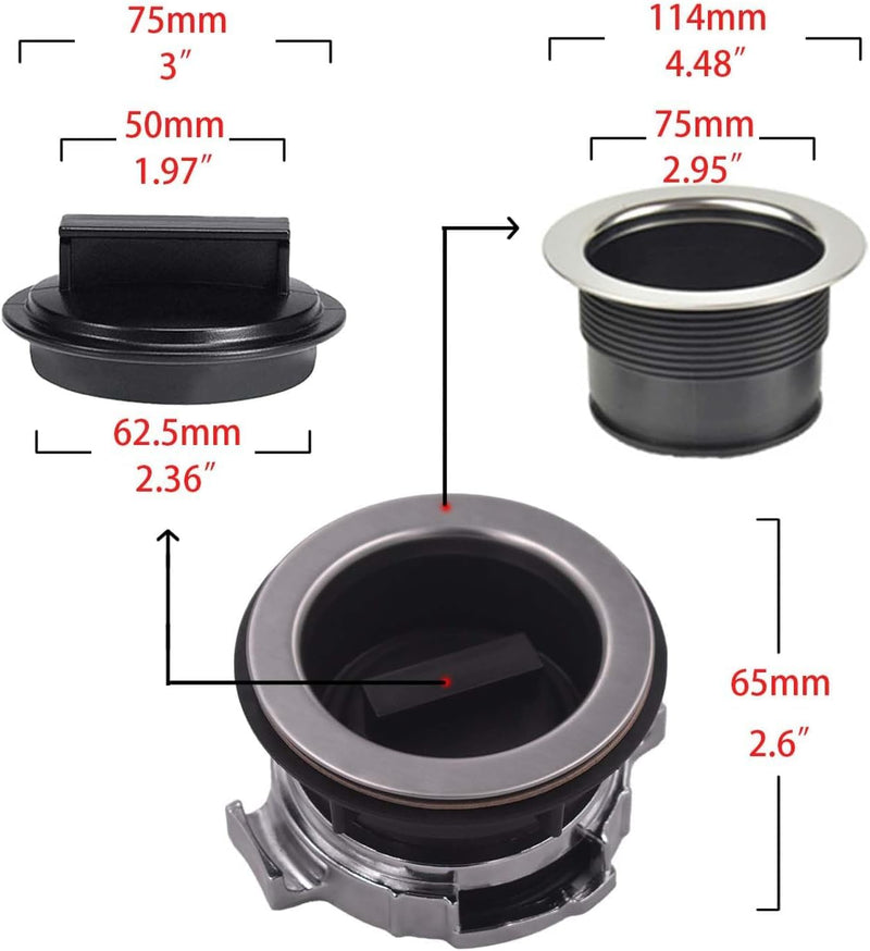 8Pcs/Set Garbage Disposal Mount Sink Flange Kit and Stopper for Waste King, Garbage Disposal Drain Assembly Kit, Rubber Flange and Drain Lock Nut for Waste King, Whirlaway Parts (114mm) Model : 1030 114mm