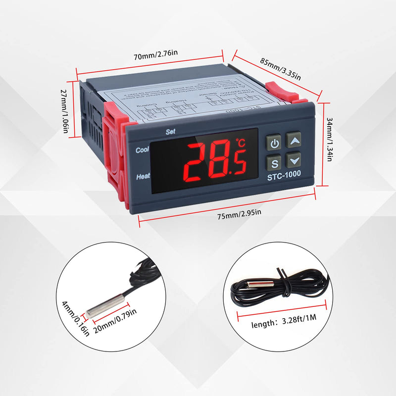 [Australia - AusPower] - 4Pcs STC-1000 110V-220V Digital LED Temperature Controller, Microcomputer Digital Display Temperature Controller Heating Cooling Thermostat 2 Relay Output with NTC 10K Thermistor Sensors Probe 