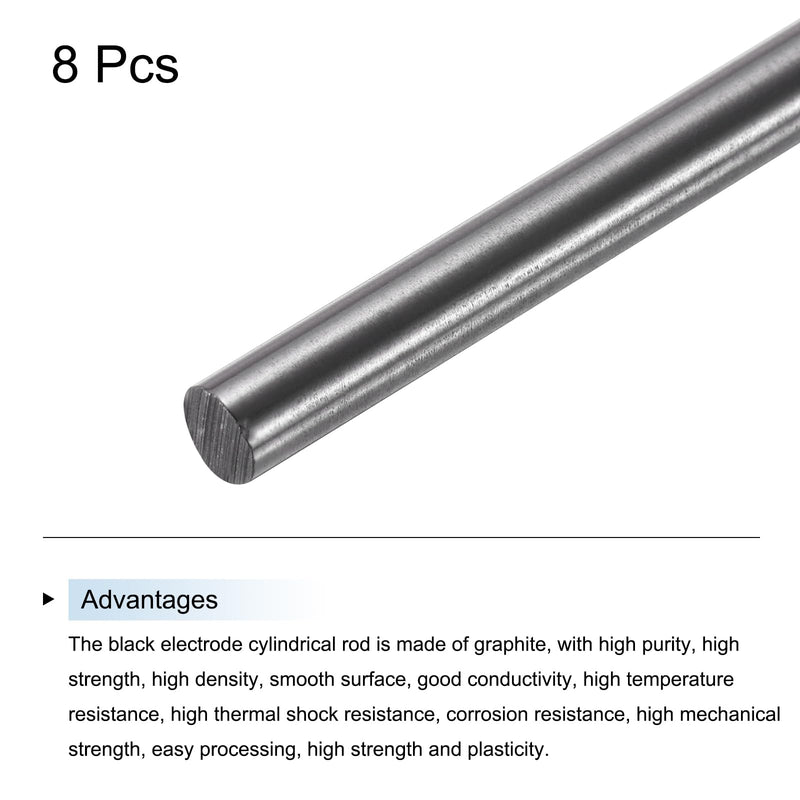 [Australia - AusPower] - MECCANIXITY Graphite Rod, Graphite Stirring Rod Cylinder Stick Carbon Rod 100x4mm Black for Electrode, Melting Casting, Crucibles, Pack of 8 
