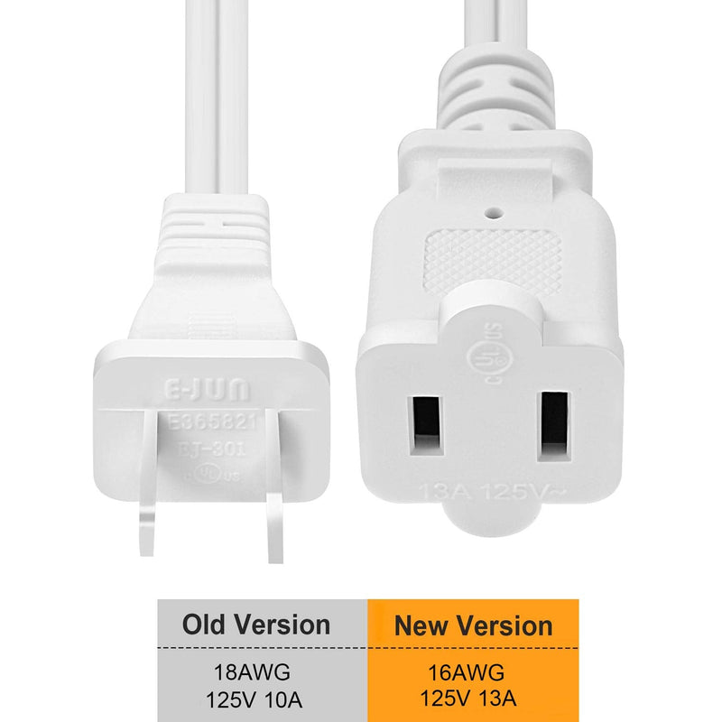 [Australia - AusPower] - 2 Prong Extension Cord US AC 2-Prong Male and Female Power Cable SPT2 16AWG 13A/125V, USA Outlet Saver Power Extension Cord Cable for NEMA 5-15P to NEMA 5-15R 3FT White 