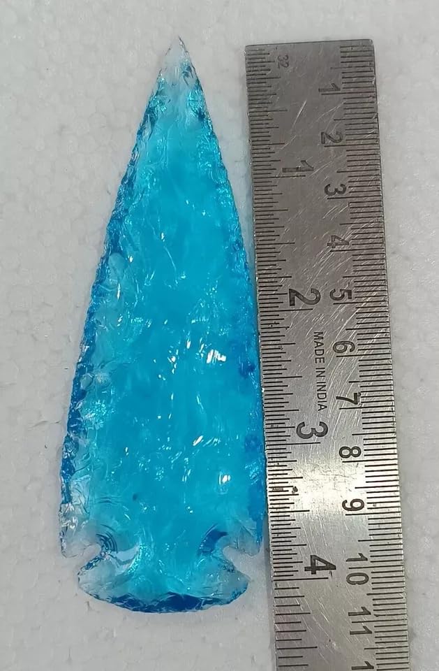 Aqua Obsidian Spearhead Large Arrowhead Crystal for Healing & Jewelry Size - 3 Inch
