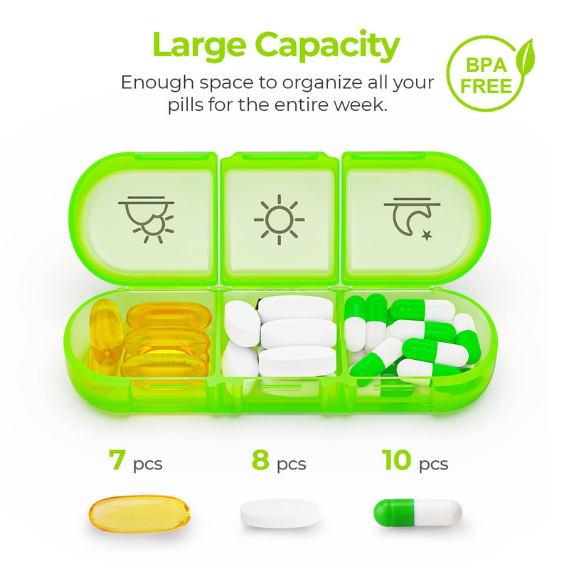 [Australia - AusPower] - AUVON Weekly Pill Organizer 3 Times a Day, Large 7 Day Pill Box 3 Times a Day with Separate Container, Portable Pill Case for Medication, Vitamins, Fish Oil and Supplements Clear 