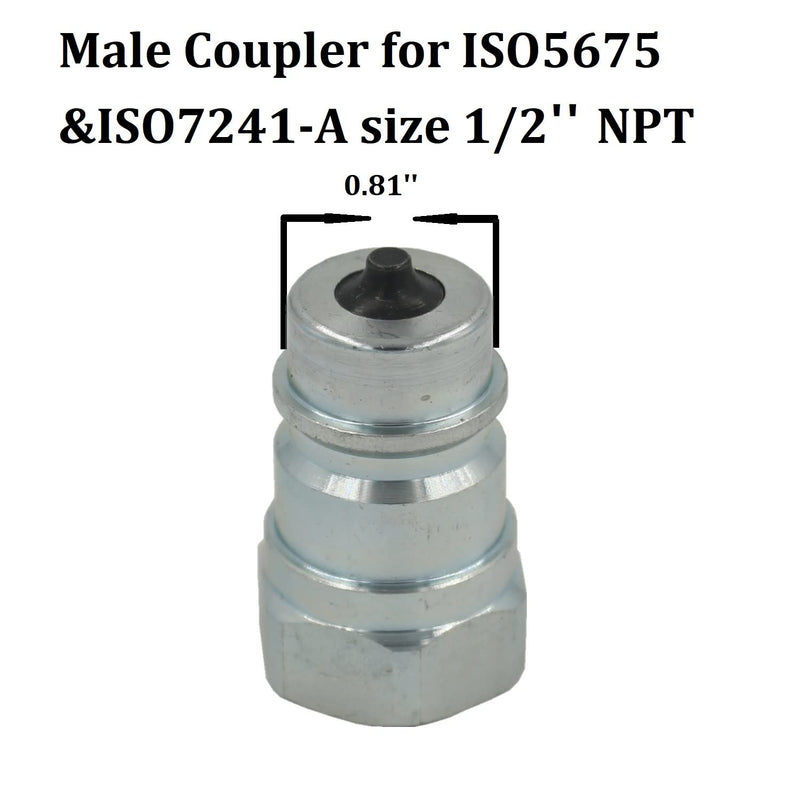 [Australia - AusPower] - 2 Pcs- Ag Type Poppet Valve ISO5675/ISO7241-A Plug Hydraulic Quick Connect Male Coupler LSQ-S1-04PF 1/2'' NPT Ag Poppet Valve 1/2''NPT Male 2PCS 