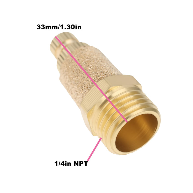Pack of 2 Air Silencers for Pneumatic Valves 1/4 Inch NPT Brass Compatible with Pneumatic Applications