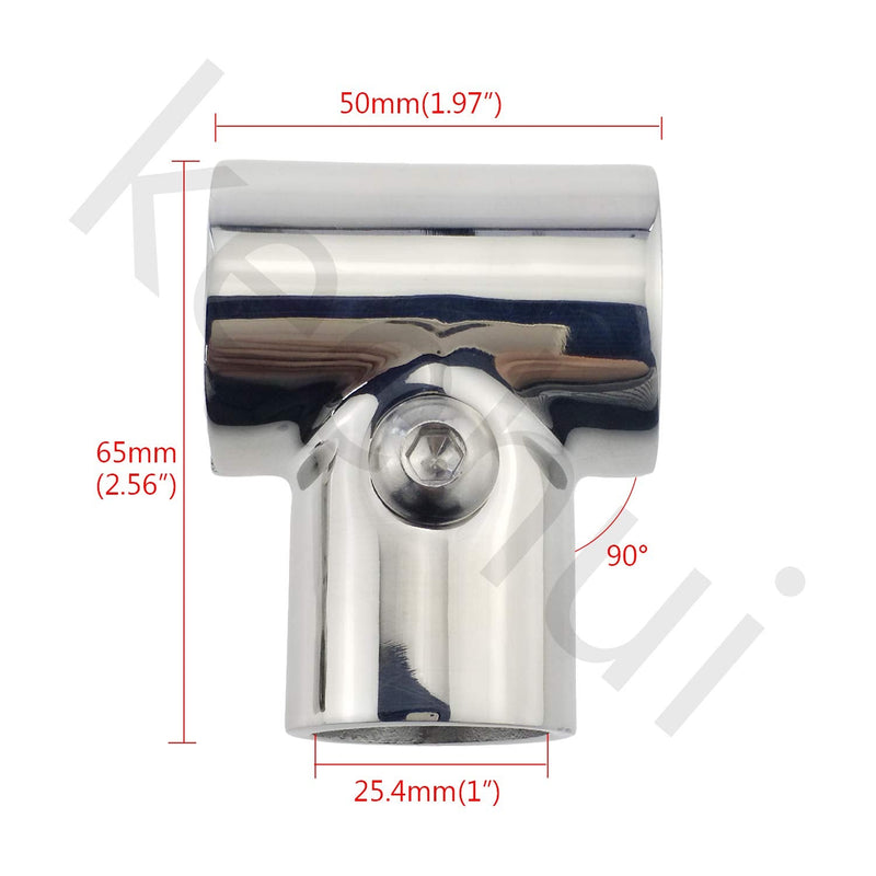 Heavy Duty 316SS Boat Hand Rail Fitting- Polished 90 Degree T/Tee Hinged/Split Fitting 1" Tube 1PC FOR 1" TUBE