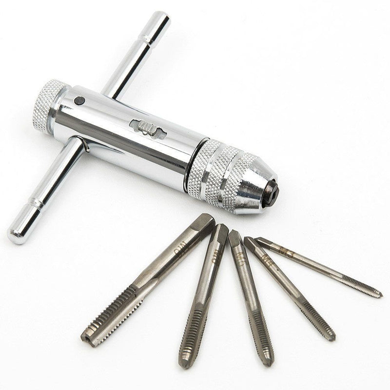 [Australia - AusPower] - QISF Tap and Die Set | Hand Tap | HSS | M3 M4 M5 M6 M8 | Tap with Adjustable T-Handle Tap Wrench | Tap Cutter & Die 