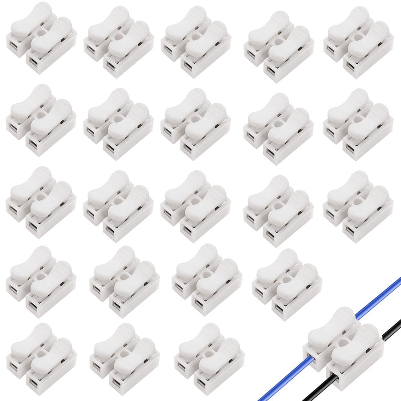 Tnisesm 100Pcs Push Quick Wire Cable Connector,White Wiring Terminal,Spring Loaded Electrical Connectors for Home Lighting Appliances & Automotive Wiring