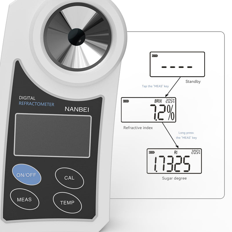 [Australia - AusPower] - 0-55% Digital brix Refractometer with ATC, Portable Refractometer,±0.5 Precision,Refractive Index/Sugar Content Operation Mode Conversion,High Sensitivity,Zero Correction 