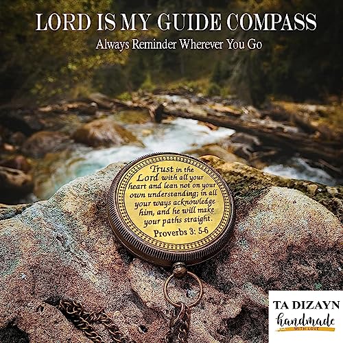 Trust in The Lord With All Your Heart - Proverbs 3:5-6 Quote Engraved Compass With Wooden Box, Greeting Card, Gift Compass, Graduation Day Gifts 2024 for Women Men Boys Girls #1 Trust in The Lord Compass -Proverbs 3: 5-6