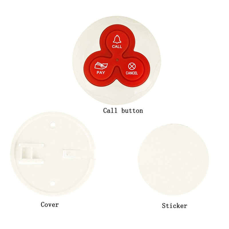 Retekess T114 Wireless Calling System Customers Caregiver Pager 5 PCS Waterproof 3-Key Call Buttons Compatible with T114 and T128 TD108 Receiver