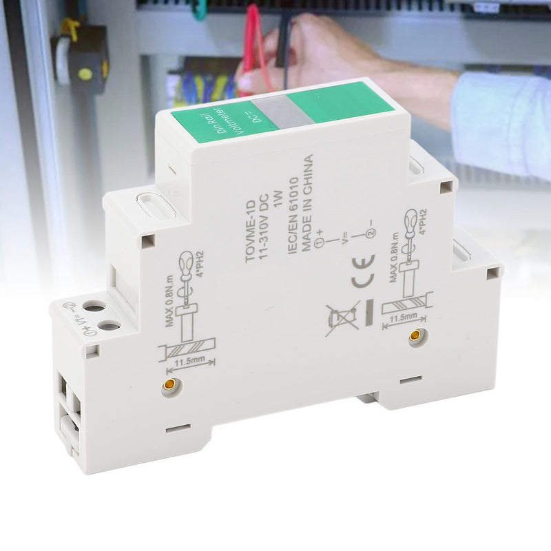 [Australia - AusPower] - DIN Rail Voltmeter, Digital Voltage Meter with LED Display, 11V to 310V DC Range, Switching Output, Isolated Modular Instrument, DIN Rail Mount 