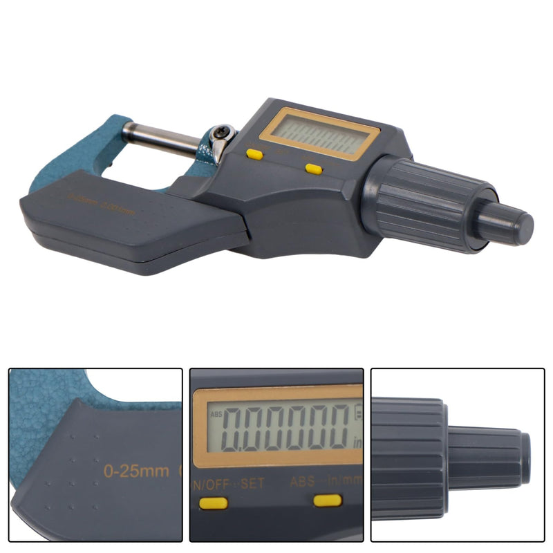 [Australia - AusPower] - findmall Digital Micrometer 0-1/25mm 0.00005 Accuracy Machinist Tool with LCD Display Inch/Metric Thickness Gauge for Metalworking and Engineering 