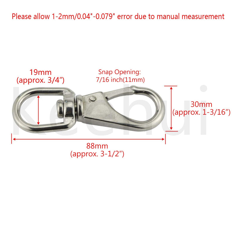 [Australia - AusPower] - keehui Stainless Steel 304 Swivel Eye Snap Hooks Size1#(M5)/2#(M6)/3#(M7) Marine Clips Flag Snap Spring Pet Buckles 1# (M5? 2PACK 
