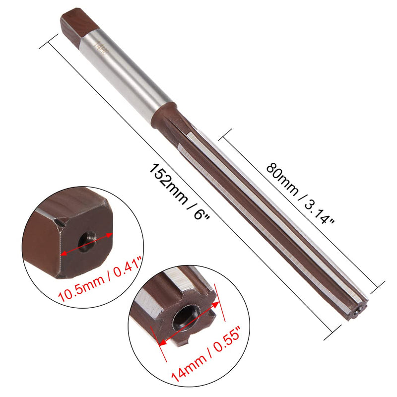 [Australia - AusPower] - uxcell Hand Reamer 14mm Alloy Tool Steel H8 6 Straight Flutes Hand Milling Cutter Tool Metric Reaming Drill Bit for Metal 