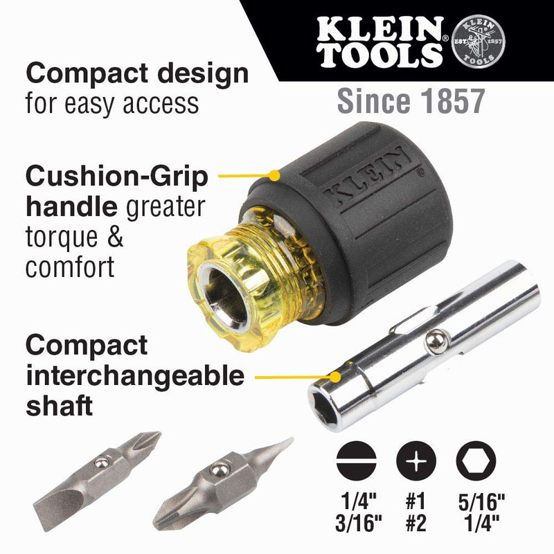 [Australia - AusPower] - Klein Tools 80027 Screwdriver Set, 11-in-1 Multi-bit Screwdriver, 6-in-1 Stubby Screwdriver, Phillips, Slotted, Square, Torx Bits, 2-Piece Screwdriver Kit 