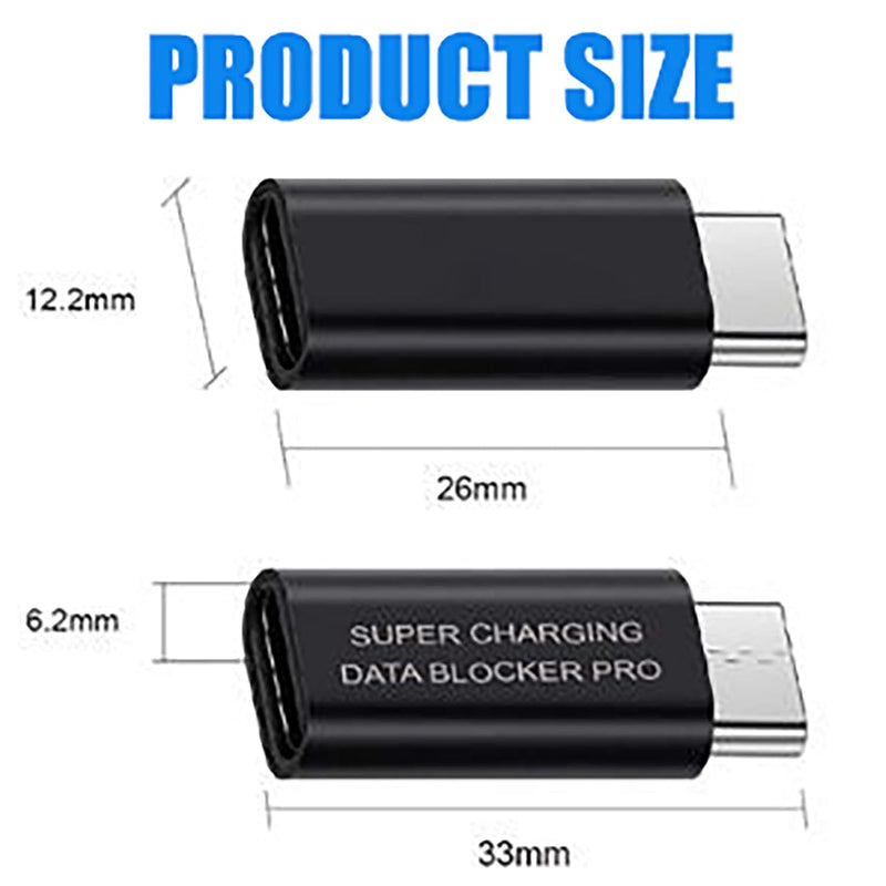 Fast Charging USB C to C Data Blocker, Honwally USB Type C Condom Charger Protect Against Juice Jacking, Support Rapid Charge up to 50V/5A (2 Pack) 2 PACK Type C