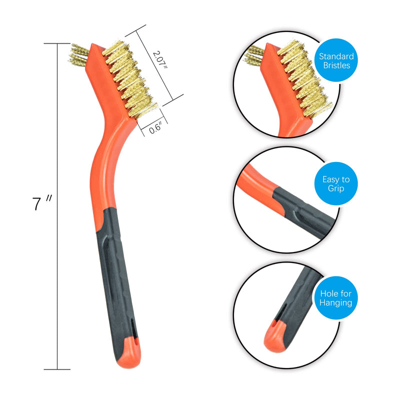 [Australia - AusPower] - SALI 5pcs Wire Brushes for Cleaning Rust Removal Nylon/Brass/Stainless Steel Bristles with Curved Handle Grip for Dirt & Paint Scrubbing Removing Unfinished Metal Parts, Paint Stains Household Clean 5 
