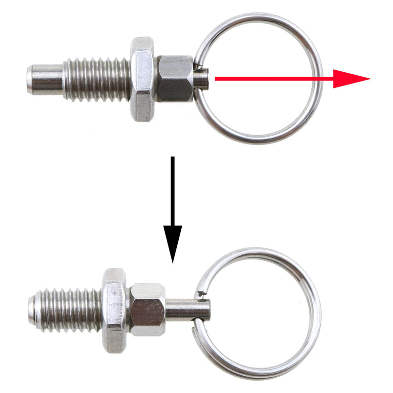 [Australia - AusPower] - 2pcs Spring Plunger with Pull Ring M6 Index Plunger with Ring Pull Spring Loaded Retractable Stainless Steel Locking Pin 