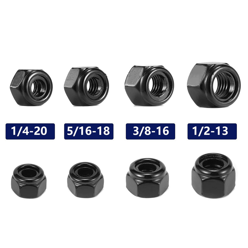 1/2-13 Nylon Insert Hex Lock Nuts 50Pcs 304 Stainless Steel Locknuts, Hex Drive, Bright Finish, Black Oxide by SG TZH 50 1/2-13