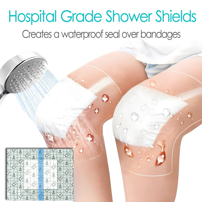 7 Pcs Waterproof Shower Cover 10"x12" with Non-Stick Center Pad for Large Port Surgery Incisions Protector Patch Transparent Film Clear Adhesive Wounds Dressing Bandage Shields 10x12 Inch (Pack of 7)