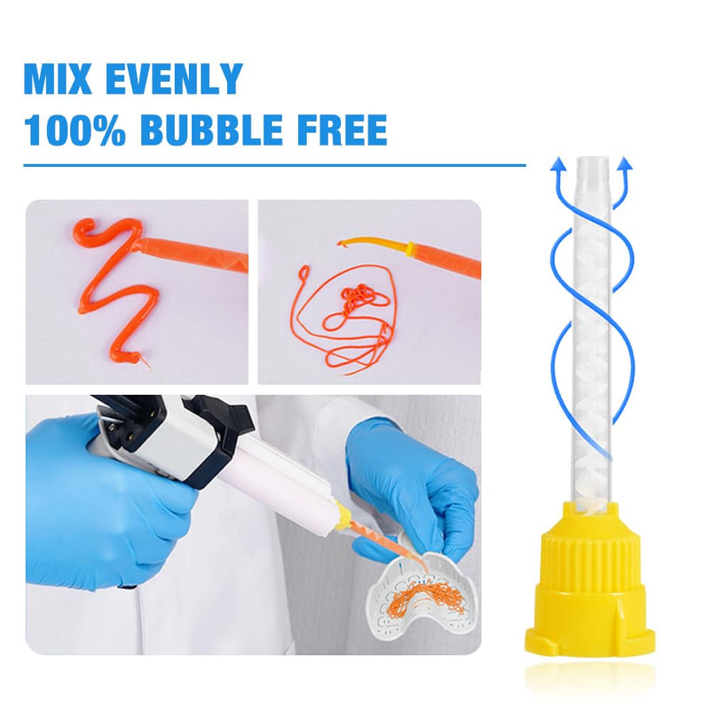 [Australia - AusPower] - Yellow Dental Mixing Tips Ratio 1:1 Disposable Dental Silicone Tips Dental Impression Accessories Made of Medical Grade Materials Strong Corrosion Resistance and Accurate Control（68mm,50 PCs） long 50 