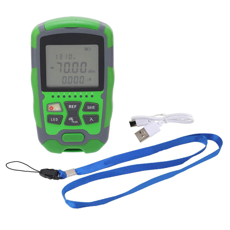 Fiber Optic Power Meter, ‑70~+10DBm 850-1700Nm Digital Display, Portable Fiber Optic Cable Tester Tool with Universal Interface, for Detecting Cable Faults