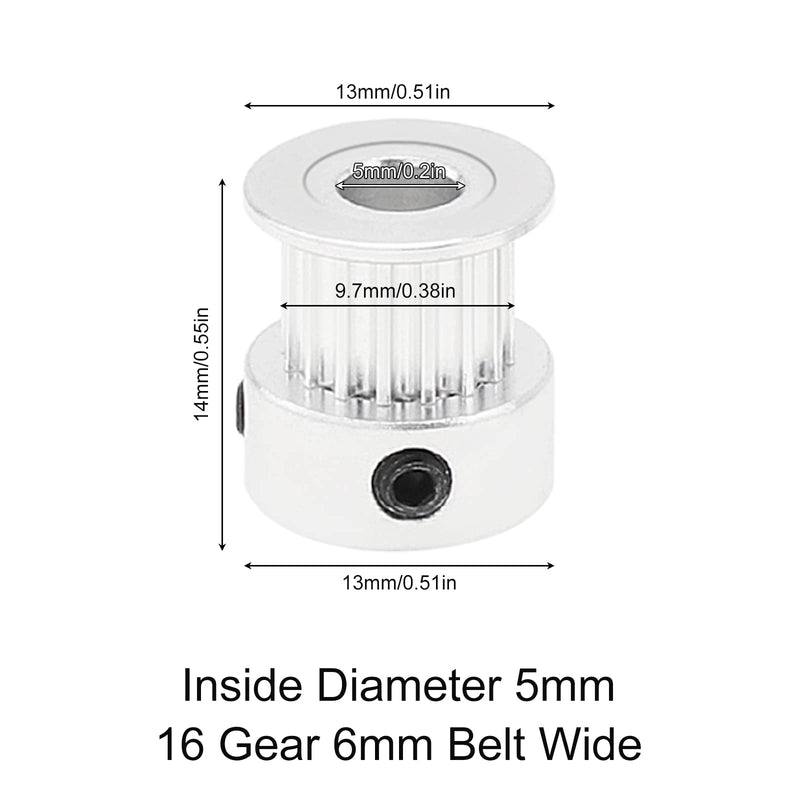 [Australia - AusPower] - 5 Pack GT2 Pulley 16 Teeth 5mm Bore 16T Timing Belt Pulley Wheel Aluminum for 3D Printer 6mm Belt 16T Bore 5mm 