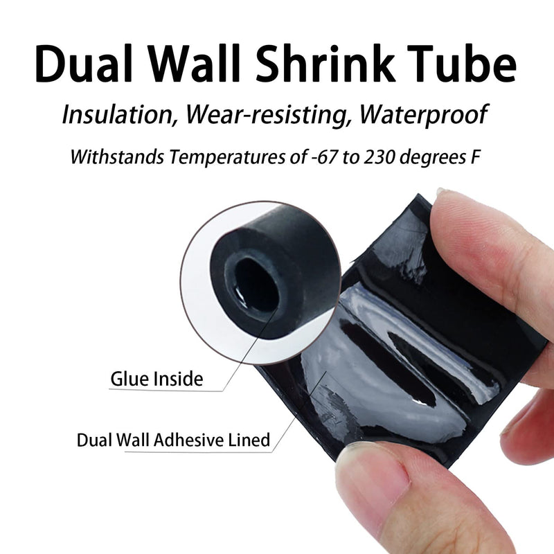 3:1 Ratio Heat Shrink Tubing Roll Adhesive Lined Industrial Marine Grade Dual Wall Heat Shrink Tube Waterproof and Sealed Black (1/2 inches(12.7 mm), 10 Feet) 1/2 inches(12.7 mm)