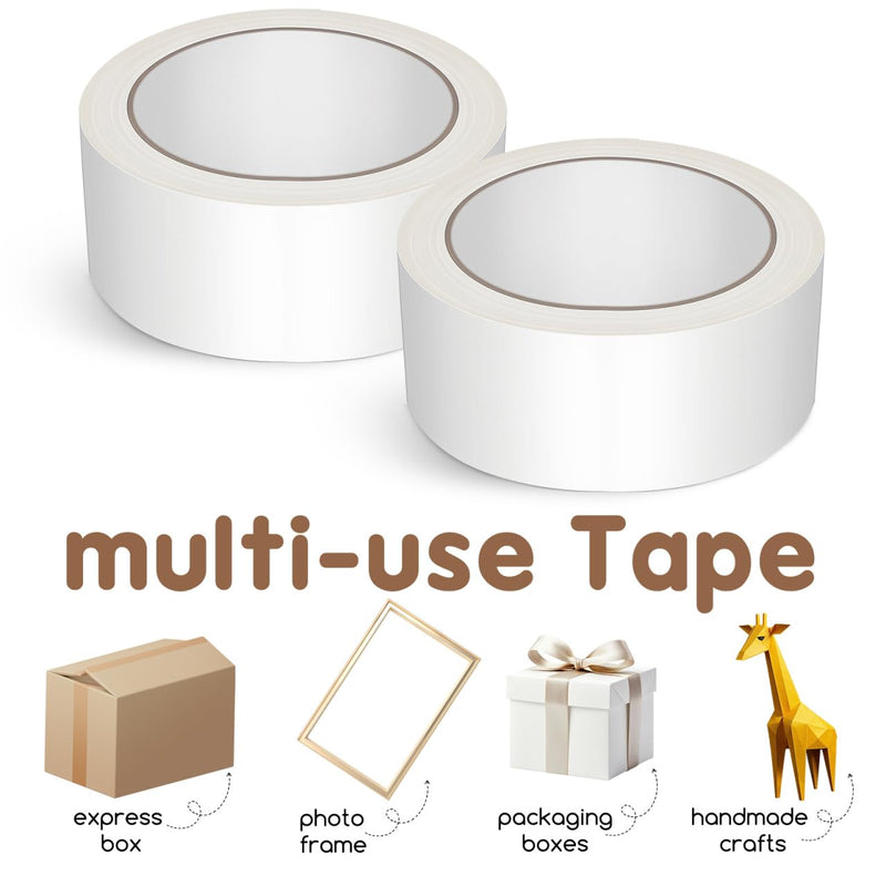 White Packing Tape 2 Rolls Writable Kraft Paper Packing Gummed Tapes Water Activated Heavy Duty Industrial Packaging Shipping Kraft Papers 3000.00X4.50X0.01CM