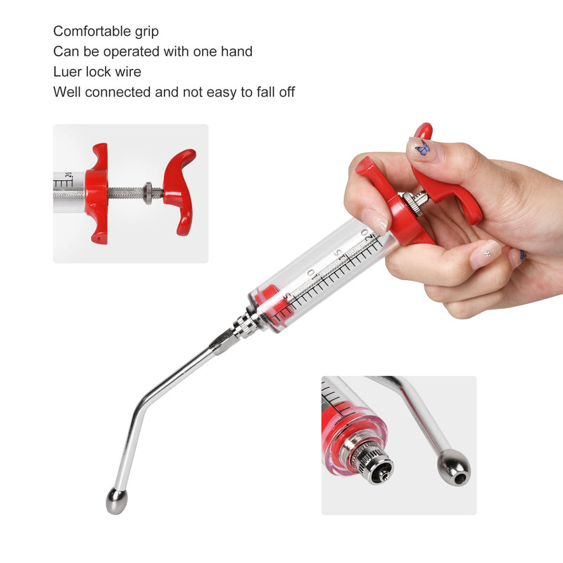 [Australia - AusPower] - 2Pcs 20ML Reusable Syringe for Goat,Goats Syringe with Adjustable Dosage Detachable Function,Syringe Drench with Nozzle for Sheep,Pig,Cattle,Dog 