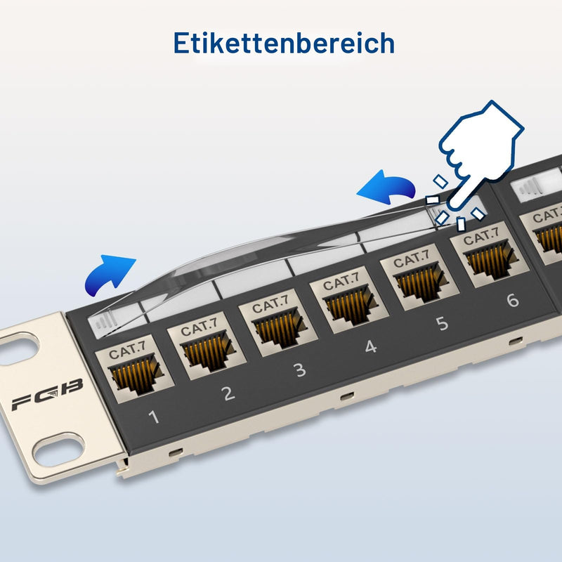 FGB 10Gbps Patch Panel 24 Port Cat7 with Shielded RJ45 Keystone Coupler 1U | 19" Rack Mount 10Gbps 600MHz STP Patch Panel with Backbar Network Patch Panel for Gigabit Network Switch Cat 7