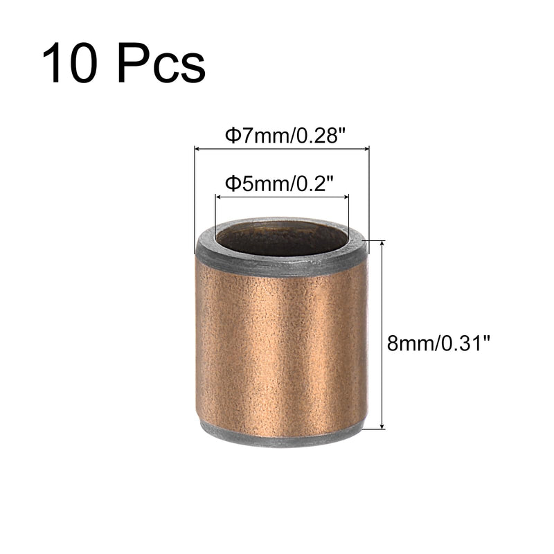 [Australia - AusPower] - uxcell Sleeve Bearings 5mm Bore x 7mm OD x 8mm Length Plain Bearings Wrapped Oilless Bushings for Sliding Parts of Machinery, 10pcs 10 