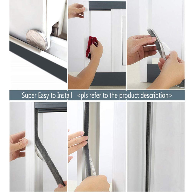 [Australia - AusPower] - Self-Adhesive Pile Weather Stripping Seal for Sliding Windows and Door Frames, 16.5ft x 11/32 inch, Grey 16.5ft x11/32 x 11/32 brush inch Gray 