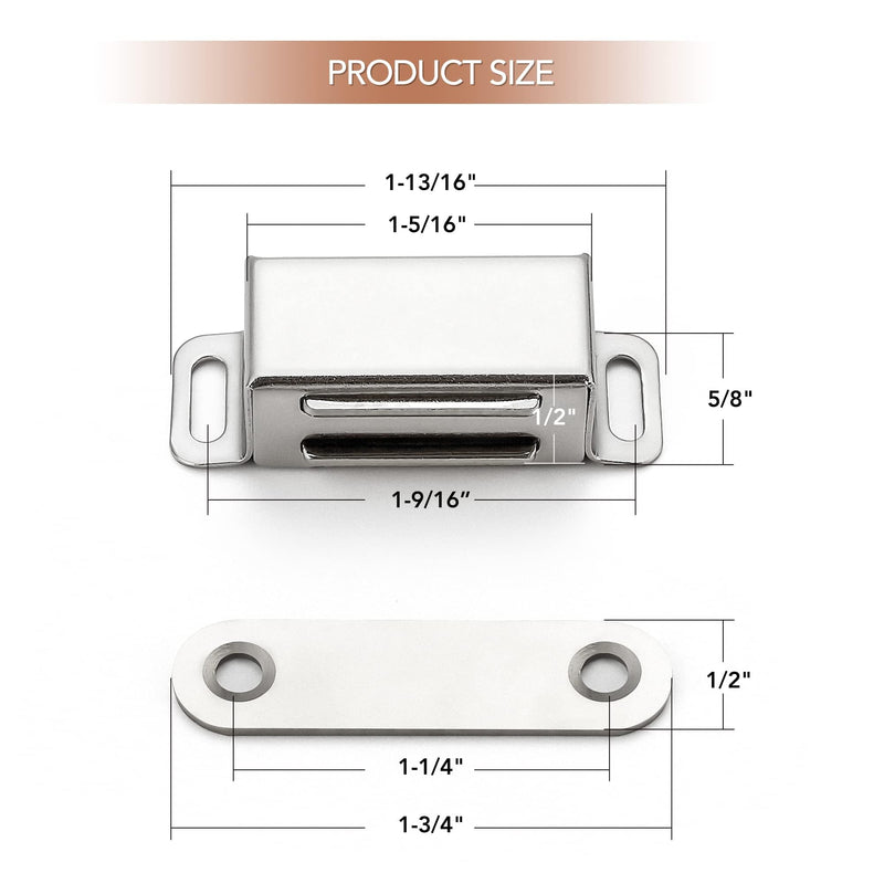 Ravinte 16 Pack Silver Magnetic Door Catch, Brushed Satin Nickel Cabinet Magnets, Strong Magnetic Catch Latch for Kitchen Cabinets, Drawers & Cupboards, Stainless Steel Closures