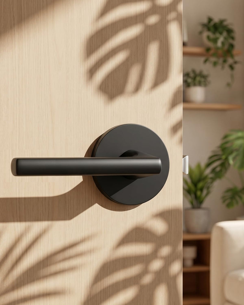 Goldenwarm Black Closet Door Handles, Zinc Alloy Passage Interior Door Handle, Matte Black Door Handles for Closets, Hallways, Heavy Duty Modern Door Levers (1 Pack) 1