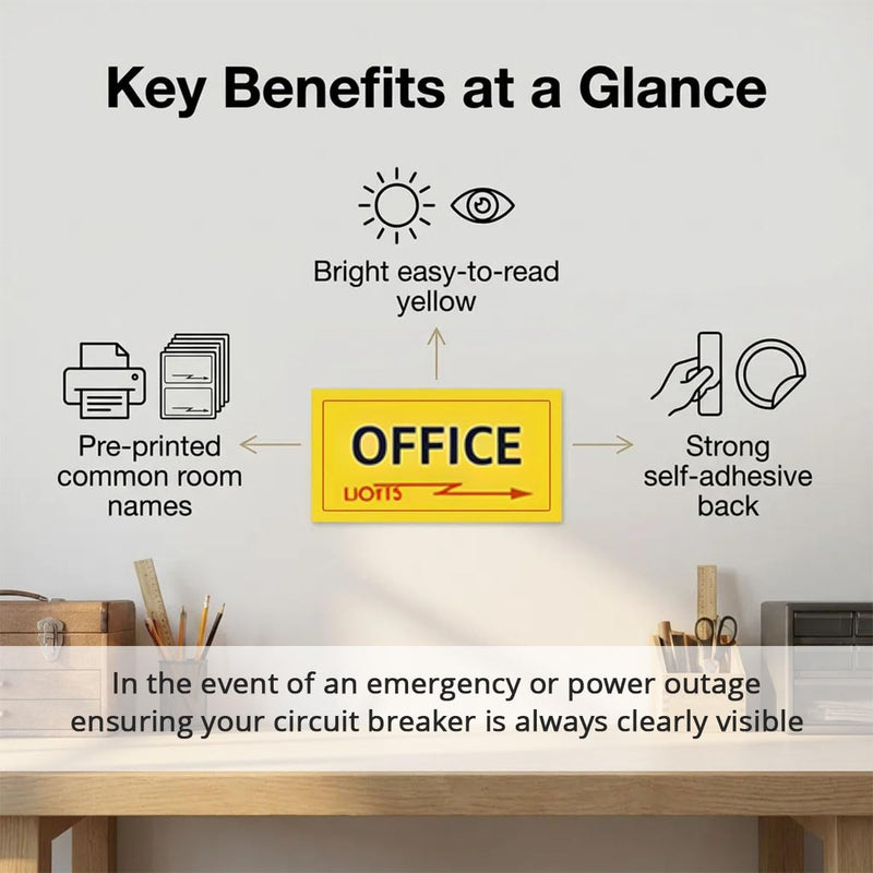 258PCS Circuit Breaker Labels Fuse Box Stickers Electrical Panel Labels for Breaker Box Organization (Yellow)