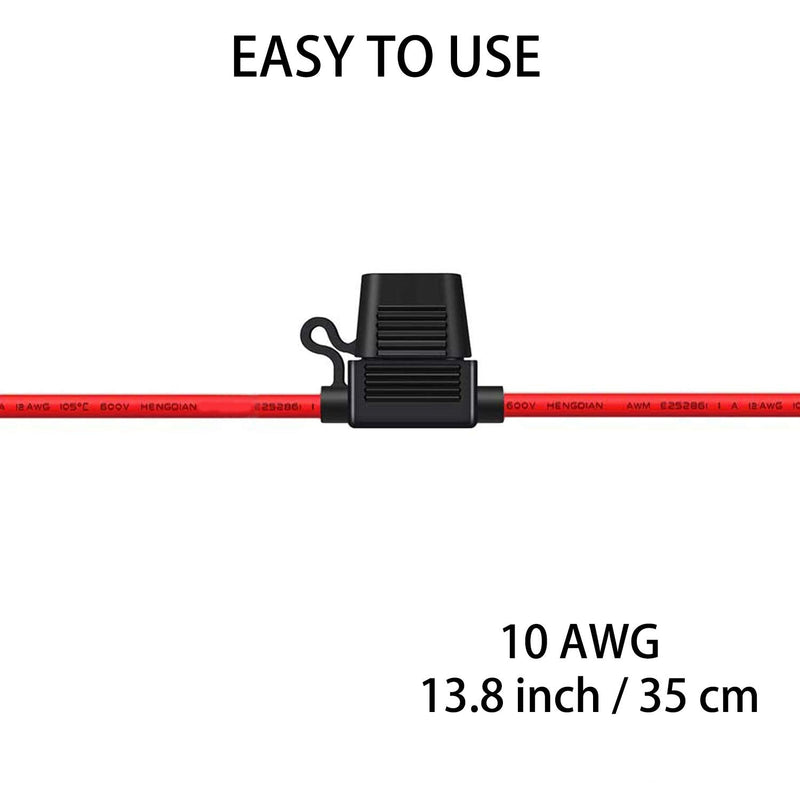 10 Gauge Fuse Holder - 10 AWG Inline Fuse Holder with 40 AMP ATC Blade Fuses (4pack)