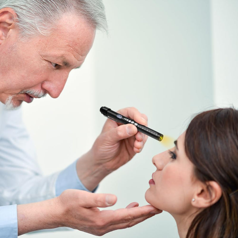 Flintronic Upil Light Medicine, 1 Piece Diagnostic Light with Digital Display, Pupil Meter and Ruler, Rechargeable USB LED Pen Lamp for Nurses, Students, Doctors (Black) Type-c-black 1 Piece