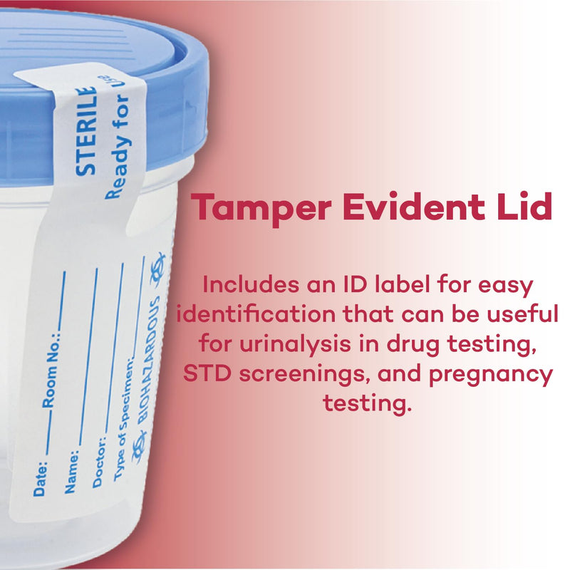 [Australia - AusPower] - Dealmed Specimen Collection Containers Single Use Urine Specimen Cups, Screw on Leak Resistant Lid, Included ID Label, 4 oz, 5 Count 