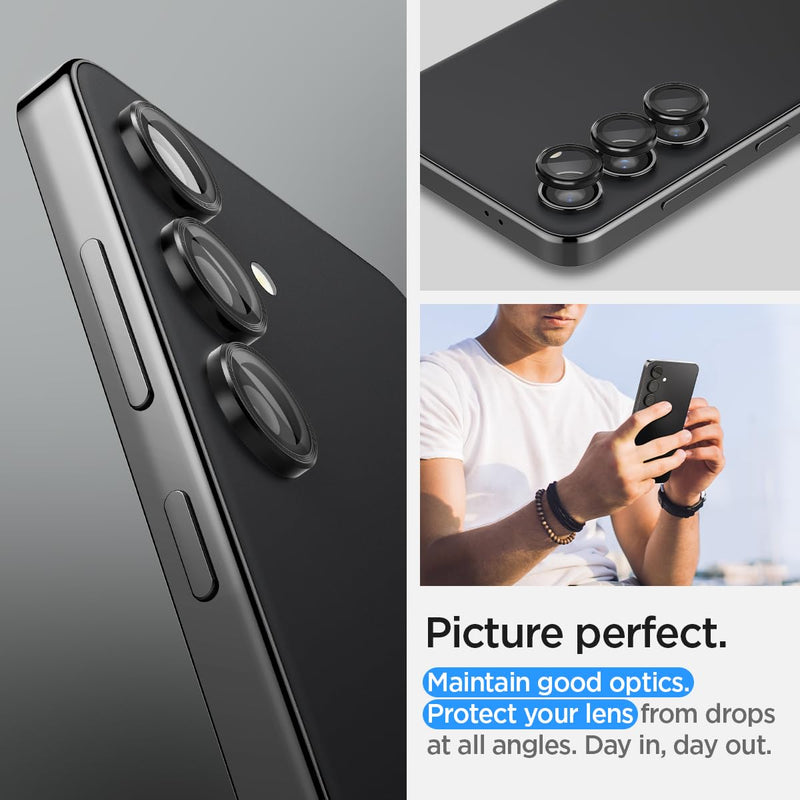[Australia - AusPower] - Spigen Camera Lens Screen Protector [GlasTR EZ Fit Optik Pro] Designed for Galaxy S24 Plus [Case Friendly] - Black [2 Pack] 