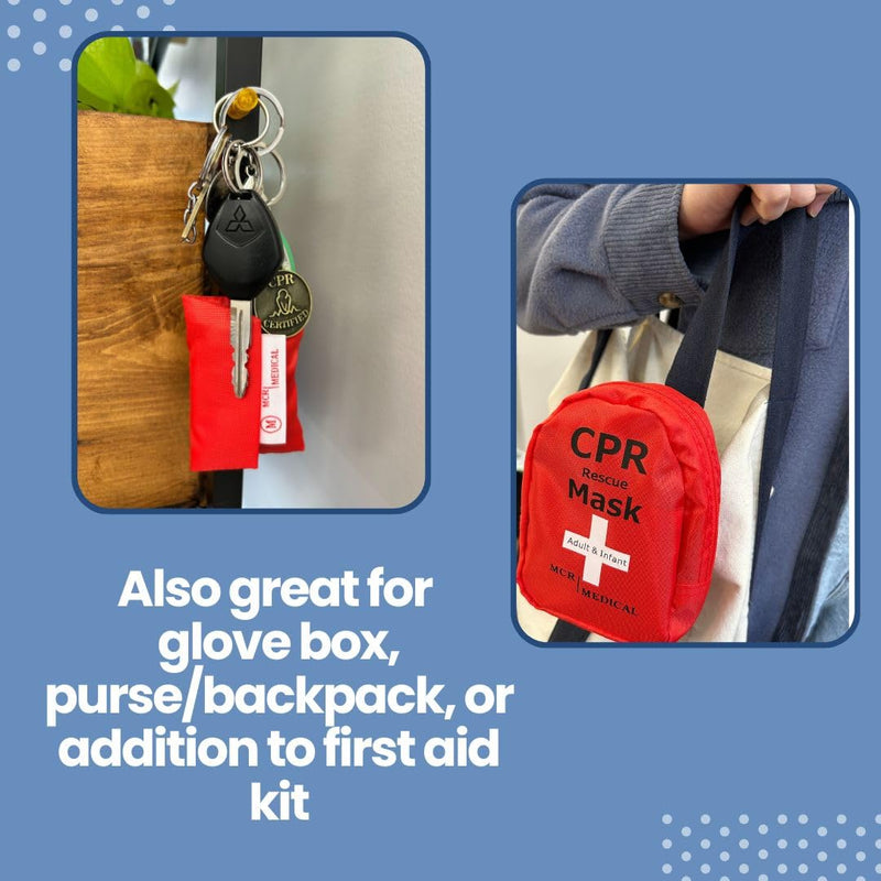[Australia - AusPower] - MCR Medical Adult/Child & Infant CPR Mask with 2 Valves & CPR Barrier Mask Key Chain 