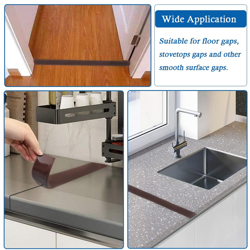 Floor Transition Strip Self Adhesive Floor Cover Strips Laminate 2" Wide Vinyl Flat Divider Transitions (5cm, 6.56Ft, Brown) 2 Inch x 6.56 Feet