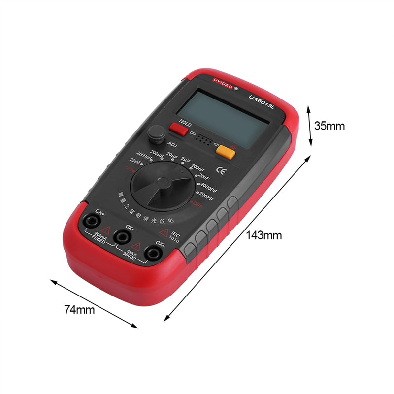 [Australia - AusPower] - CHICIRIS Capacitor Tester, 0.1pF - 20000uF with LCD Backlight, Safety Jacket Max 1999 Display, Digital Capacitance Meter, for High-Precision Industrial Components Capacitor Test 
