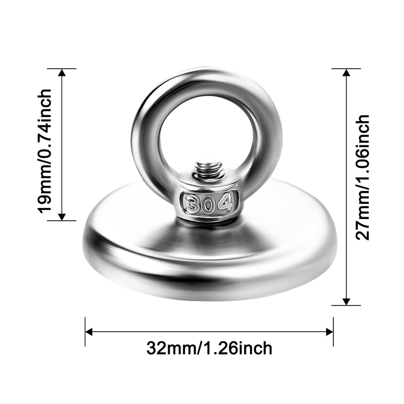 [Australia - AusPower] - VNDUEEY Strong Magnetic Hooks 10 Pack, 100 LBS Pulling Force Rare Earth Neodymium Fishing Magnets with Countersunk Hole Eyebolt, Heavy Duty Magnets Hook for Home, Workplace, Garage, and Kitchen 