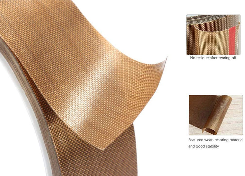 1Roll 2"" x10m Brown PTFE Teflon Tape Nonstick Tape 500℉ High-Temp Fiberglass Adhesive Tape, Large