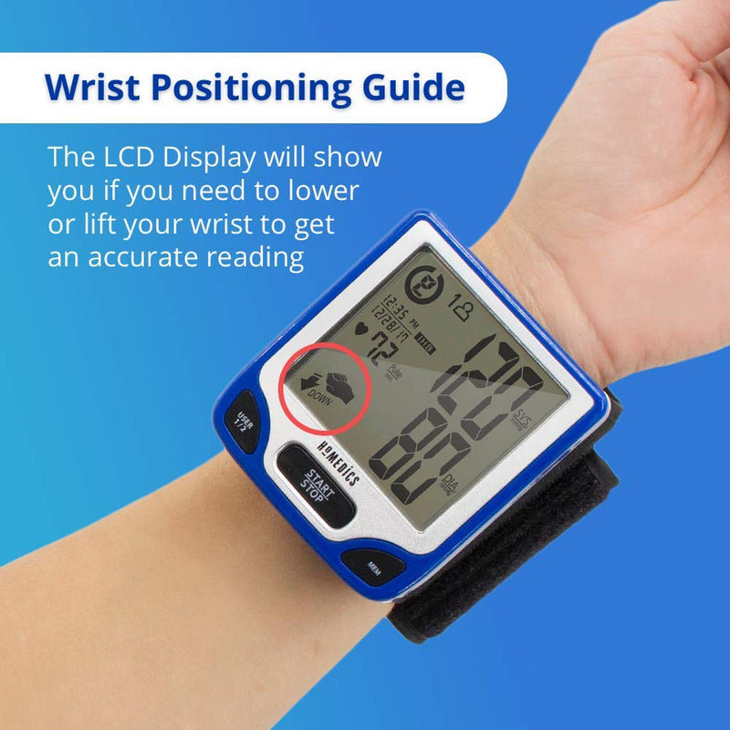 [Australia - AusPower] - Homedics Blood Pressure Monitor, Automated Wrist Blood Pressure Machine for Home use with Easy One-Touch Operations. Stores up to 120 Readings (60 Readings per 2 Users). Cuff and Storage Case Included 