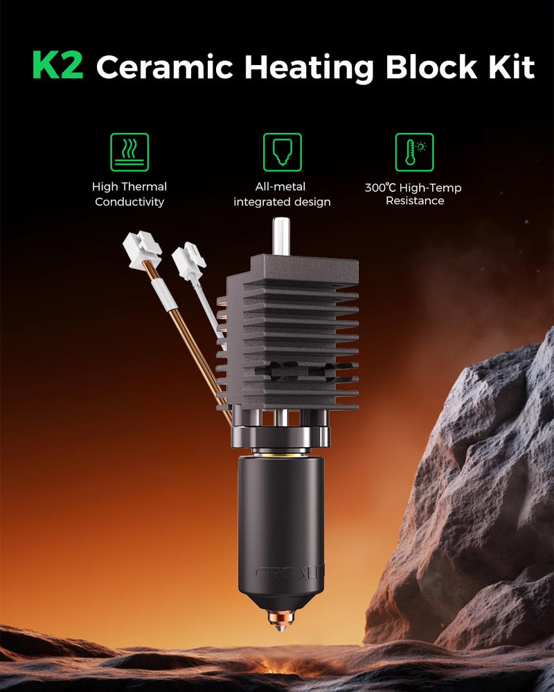 Creality Official K2 Ceramic Heating Block Hotend Kit, with Quick-swap Nozzle Kit, Supports 300°C High Temperature, All-Metal Integrated Design Extruder Hotend Kit for 3D Printers K2 Combo For K2