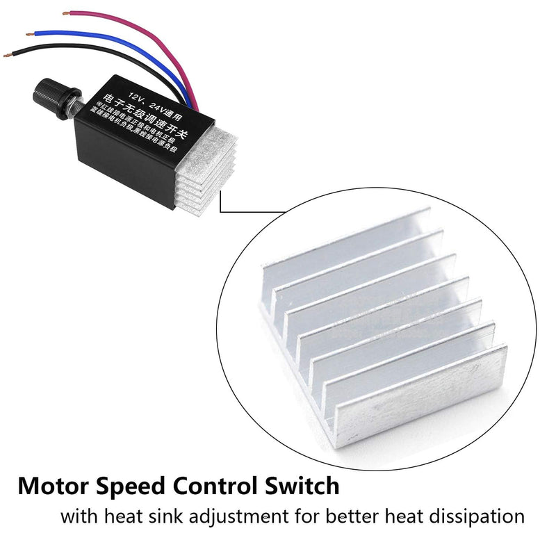 [Australia - AusPower] - DC Motor Speed Controller Universal DC 12V 24V 10A Electronic Stepless Speed Regulator Switch for Car Truck Fan Heater Control 